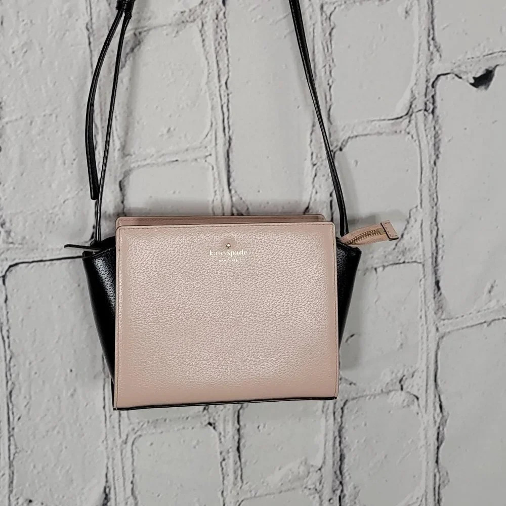 Kate Spade HAYDEN Crossbody Blush Pink & Black Mini Small Bag Purse Classic Chic